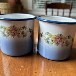 Two Vintage Floral Camping Mugs