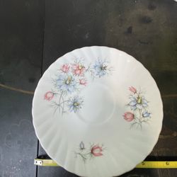 Rosina China Co. Vintage 1975 Bone China Pink Blue Flowers Replacement Saucer