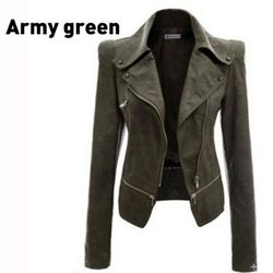 Women's size small PU leahter Jacket - Army Green