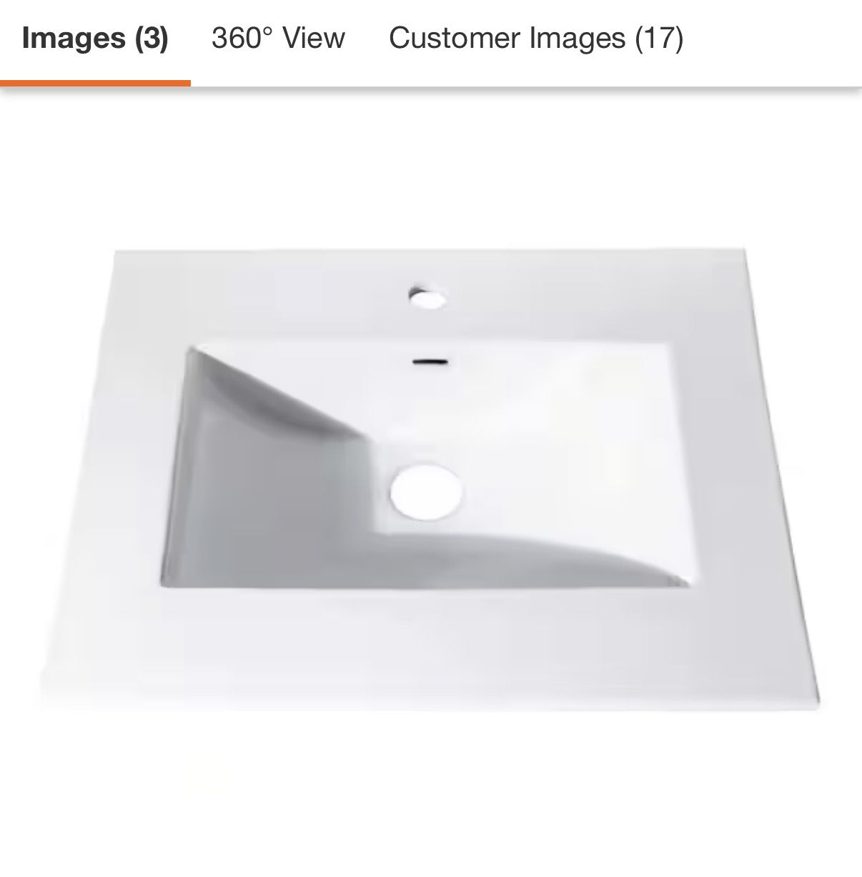 25 in. Vitreous China Vanity Top with Rectangular Bowl in White