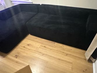 Plush gorduroy L shape couch
