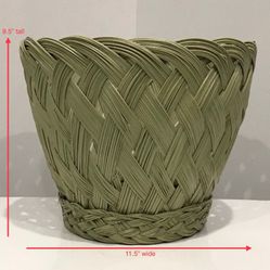Sage Green Thick Woven Rattan Planter Basket