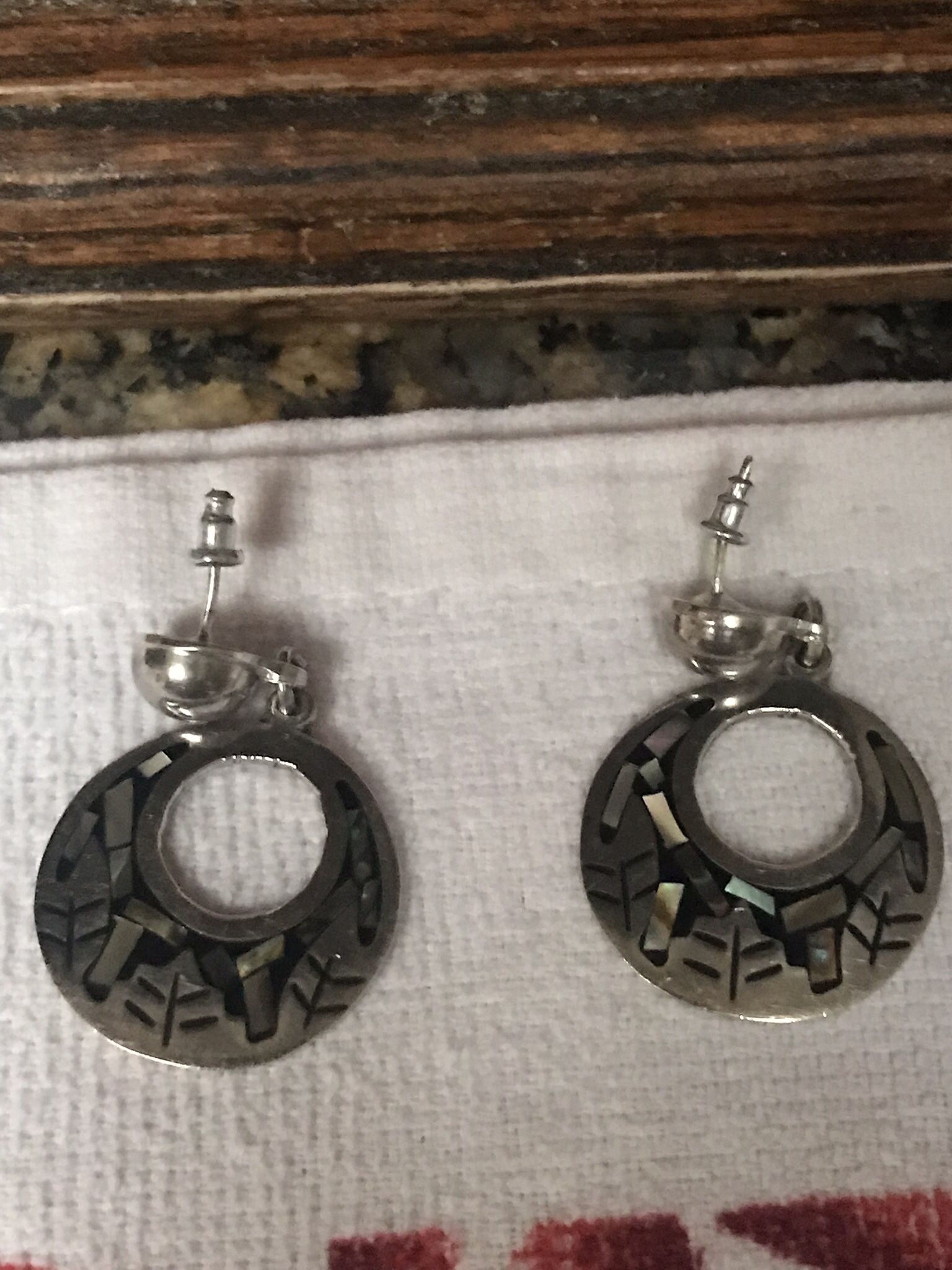 925 Mexico Sterling  Abalone Earrings