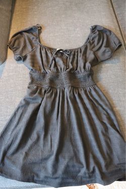 Black Smocked Waist Puff Sleeve Mini Dress with built in shorts
