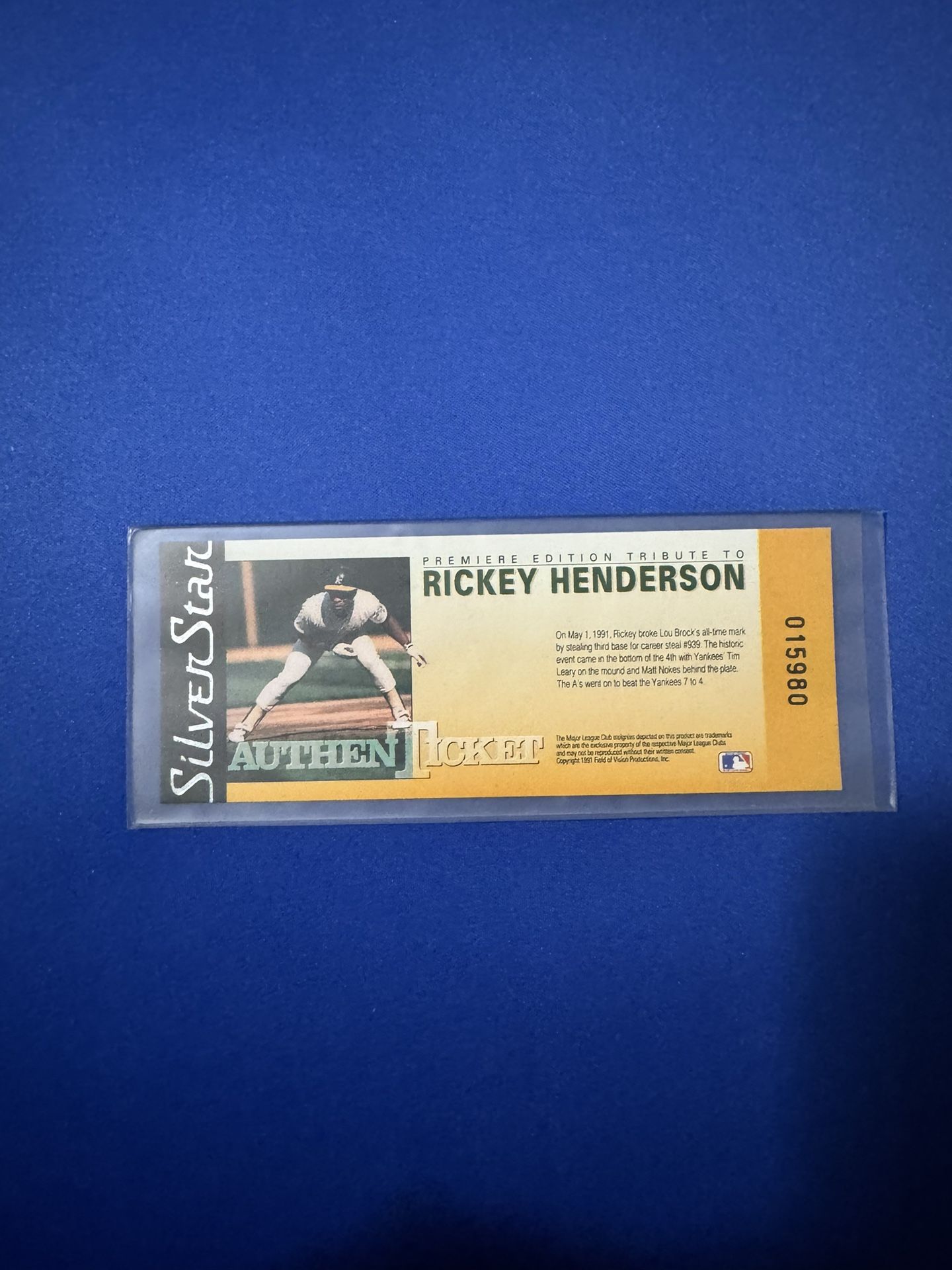 Rickey Henderson Authentic Ticket