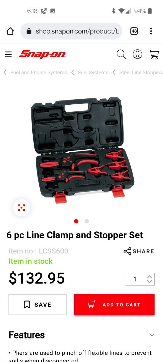 New Snap On 6 Pc Line Clamp And Stopper Set