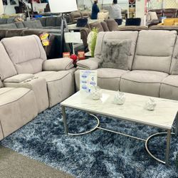 Blowout Sale✅Gorgeous Grey Power Reclining Sofa+Love Seat On Amazing Deal $1599