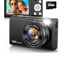 5K 96MP Digital Camera 64GB card with 6X Optical Zoom/Dual Lens