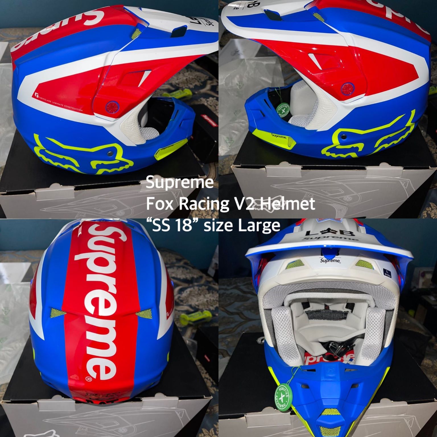 Supreme Fox Racing V2 Helmet “ss18” And SUPREME grips For Sale