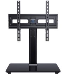 PERLESMITH Universal Swivel TV Stand for 32-65 inch TV-Height Adjustable TV Base with Heavy-Duty Tempered Glass Base, VESA 400x400m