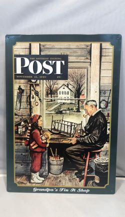 Saturday Evening Post - November 12 1949 - Grandpas fix it shop - Collectable tin 12x17