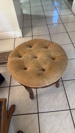 Vintage MCM Danish Style Solid Wood SWIVEL Ottoman Foot Stool Modern