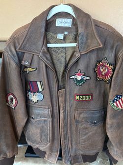 Vintage Leather Military Bomber Jacket