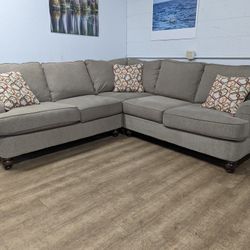 Modern Taupe Fabric Sectional