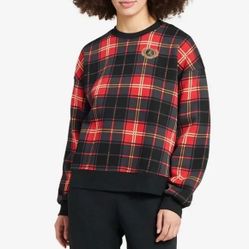 NWT Nike Jordan Brooklyn Plaid Fleece Loose Fit Crew Sweatshirt Women’s