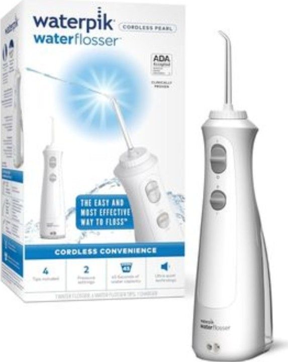 Waterpik Cordless Pearl Water Flosser w 4 Tips NEW