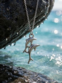 Unique twin dolphin necklace