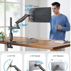 Heavy Duty Monitor Arm for Ultrawide Screens up to 57", Holds 40 lbs, Aluminum Ultrawide Single Monitor Stand with 29.1" Max Height, Fully Adjustable 