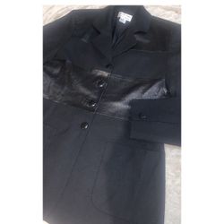 Vintage Focus 2000 By Charles Glueck Leather Wool Jacket Women’s Size 12