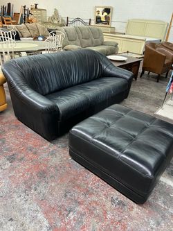 Black leather sofa