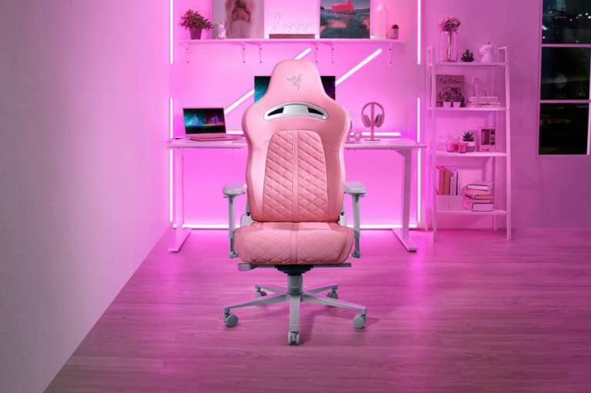 Razer Enki Quartz Pink Gaming Chair with Head Cushion