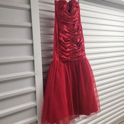 Red Satin Evening Mermaid Dress