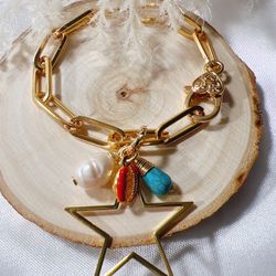 GOLD PLATED PAPERCLIP CHAIN BRACELET 