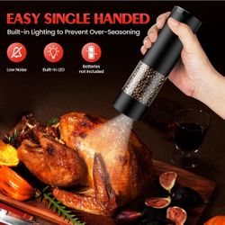 🔥 Electric Salt and Pepper Grinder Set Automatic Battery Pepper Mill Shakers Adjustable Coarseness Upgraded Larger Capacity with Led Home and Kitchen