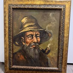 Beautiful paint of a fisherman with pipe