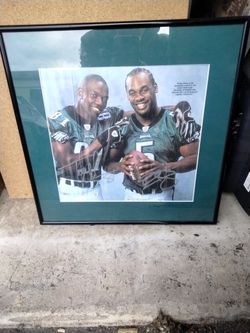Autographed Picture Signed By Hall Of Fame Terrell Owens And Possibly Future Hall Of Fame Donovan McNabb From Their First Super Bowl 2004 / 2005 Seaso