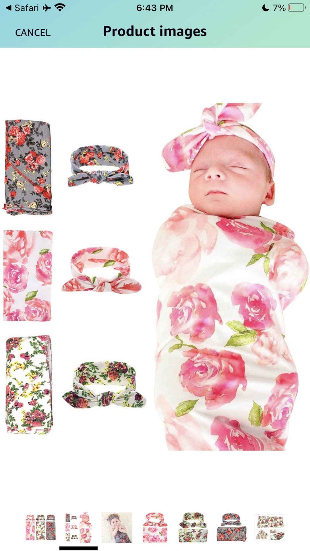 Receiving Blankets with Headbands Newborn Baby Floral Printed