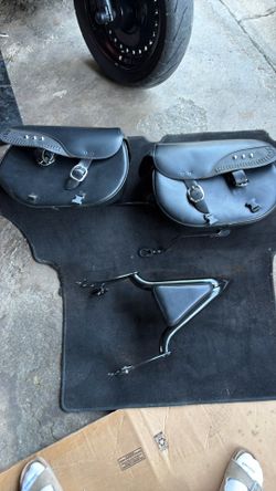 Harley Davidson saddlebags and backrest