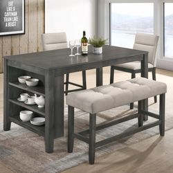 4pc Couture Height Dining Set With bench 