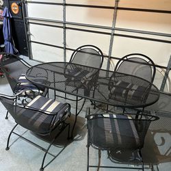 Wrought Iron Patio Set With 5 Bouncy Spring Chairs And 5 Cushions, Delivery Available If Needed For Extra 