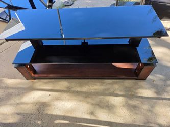 Tv stand with 3 glass shelves and aluminum frame