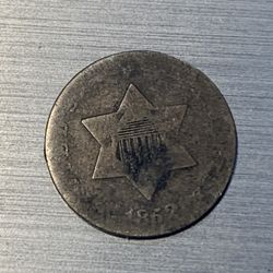 1852 Silver Three Cent Trime Type 1 Small Star Coin