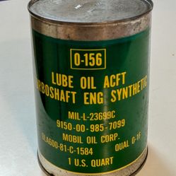 O-156 lube oil ACFT turboshaft ENG quart