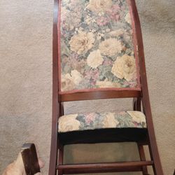 Vintage Wooden Rocking Chair With Padded Back And Seat