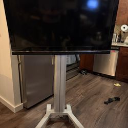 Mobile rolling cart with 46” sony Bravia TV. Built in power strip 