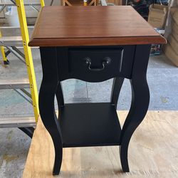 Brown And Black Side Table W/ Drawer