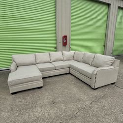 Beige U Shaped Sectional Sofa Couch - FREE DELIVERY