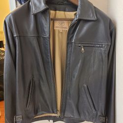 Georgetown Real Leather Bomber Jacket Black Zip Up - Size S, Heavy Great Quality

