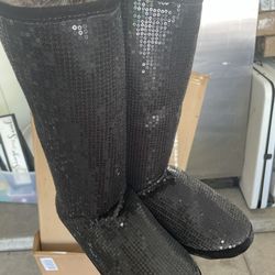 Harley Davidson Sequin Slipper Boots - Black Size 7/8 Med