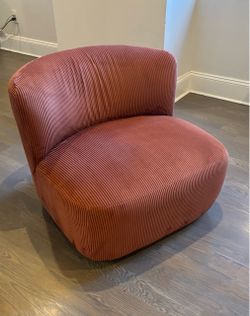 Round Barrel Accent Chair Corduroy Fabric