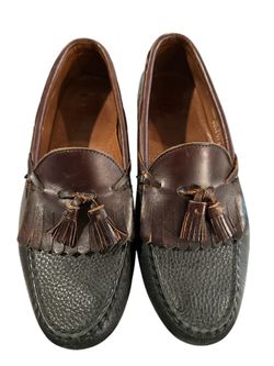 Allen Edmonds Nashua Leather Tassel Loafers Mens 10.5 D Black Brown Slip On