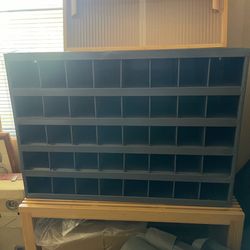 DURHAM MFG Pigeonhole Bin Unit: 34 in x 11 15/16 in x 24 in, 40 Compartments, Gray, Steel