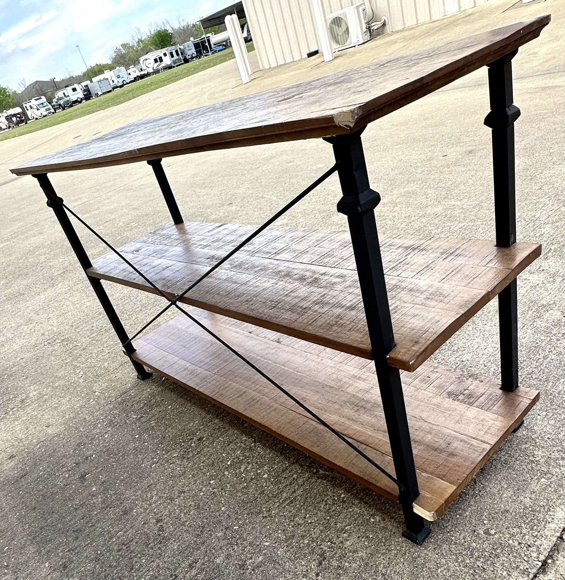 Reclaimed Wood Open Shelf Console Table