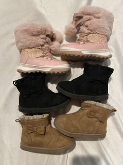 Kelly & Katie Lil Anna Snow Boot and Wonder Nation Baby & Toddler Girls Faux Fur Shearling Boots 7T