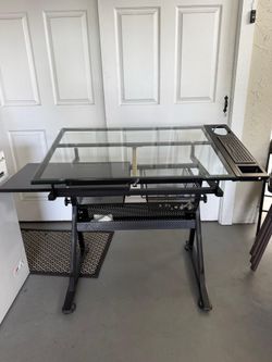 Adjustable Drafting Table / Architect Desk with Glass Top