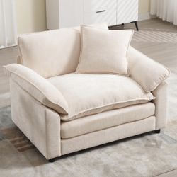 Modern Oversized Chair, Comfy Chenille Accent Chair Large Upholstered Armchair with Extra Thick and